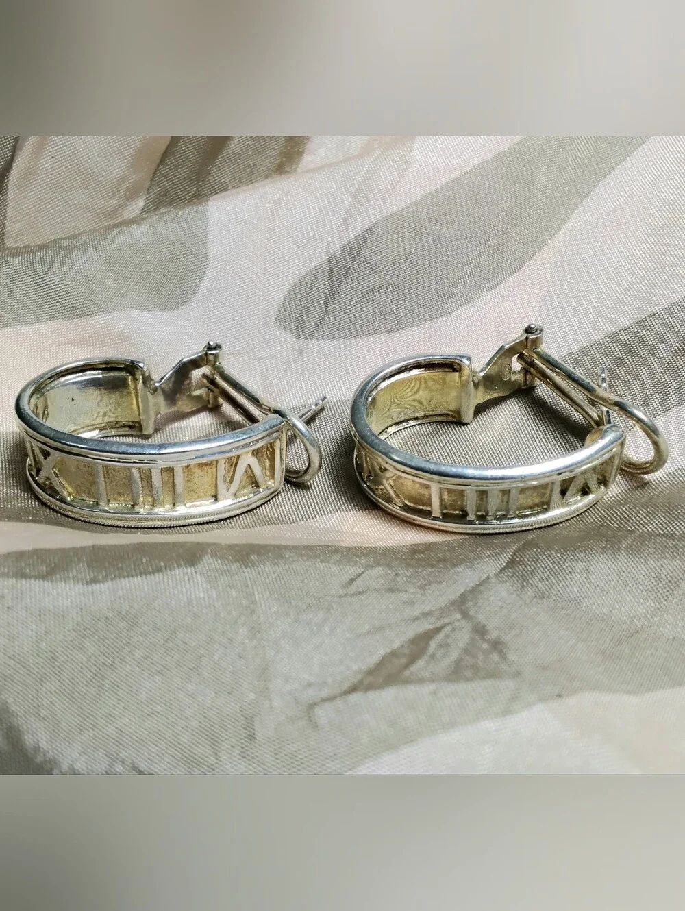 Vintage Italy 925 Roman Numeral Slingback Earrings